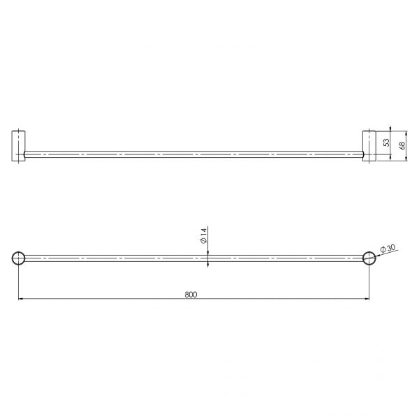 Vivid Slimline Single Towel Rail 800mm