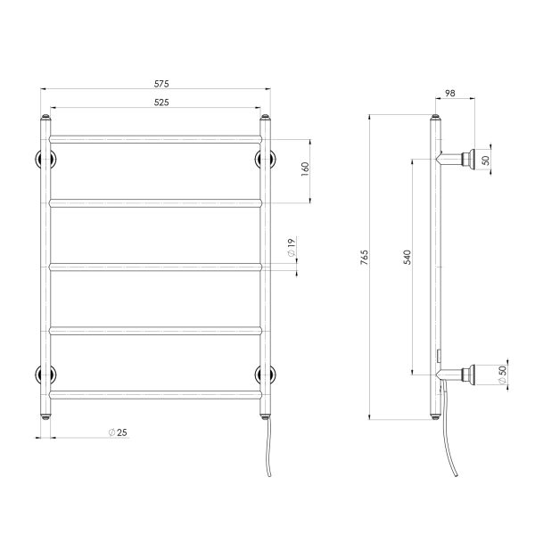 Cromford Heated Towel Ladder 550mm x 750mm