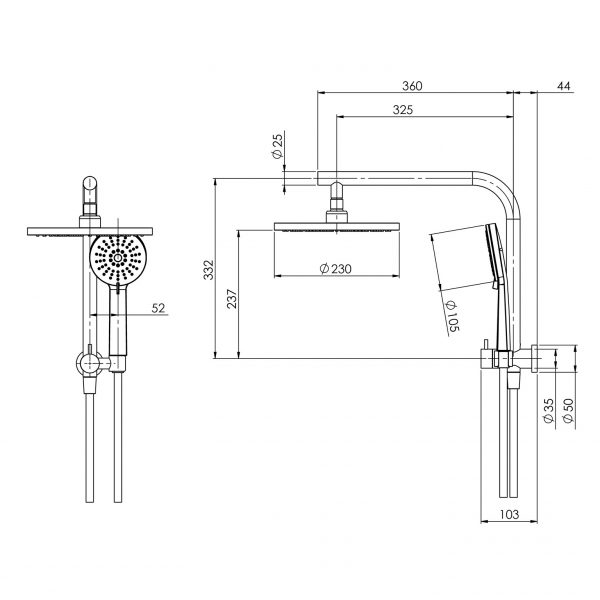 Vivid Slimline Compact Twin Shower