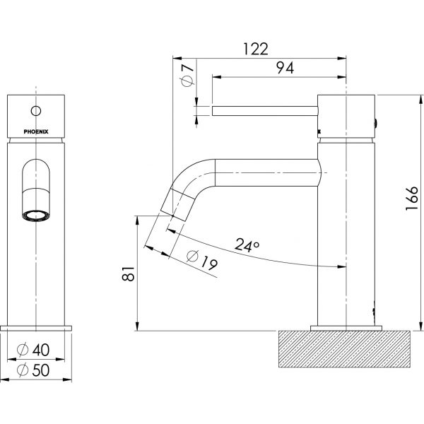 Vivid Slimline Basin Mixer Curved Outlet
